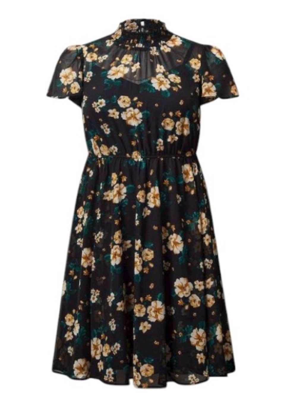 Torrid Chiffon Black Multi Color Floral‎ Mini Smocked Versatile Lined Dress 2/2x